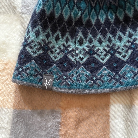 Ibex Blue and Gray Patterned Knit Hat - Picture 2 of 7
